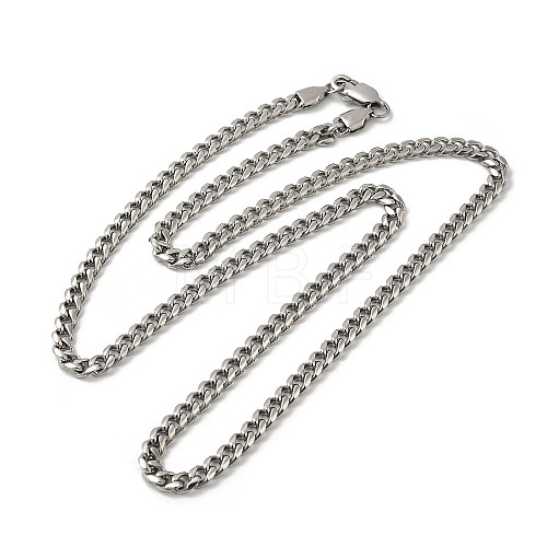 304 Stainless Steel Cuban Link Chain Necklace NJEW-Z024-03P-1