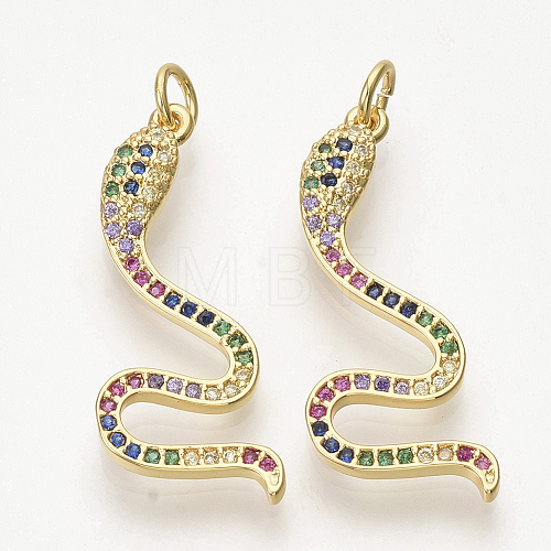 Brass Micro Pave Cubic Zirconia Pendants X-ZIRC-T012-32G-1