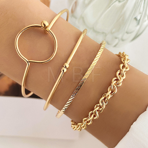 4Pcs 4 Styles Alloy Bangles WG70F83-07-1