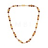 Natural Amber Flat Round and Round Beaded Necklaces NJEW-T019-11-2