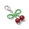 Cherry Synthetic Turquoise & Glass Seed Beads Pendant Decorations HJEW-MZ00128-02-4