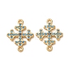 Brass Micro Pave Synthetic Turquoise Connector Charms GG-CBAE681-21G-1