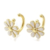 Rack Plating Flower Brass Cuff Earrings X-EJEW-H016-33G-01-1