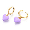 Ion Plating(IP) Enamel Heart Dangle Hoop Earrings EJEW-T018-01C-1