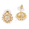 Brass Pave Clear Cubic Zirconia Stud Earrings for Women EJEW-S225-08G-03-2