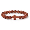 Synthetic Goldstone Round Beads Stretch Bracelets YG0612-18-1