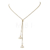 Natural Cultured Freshwater Pearl Flower Beaded Pendant 304 Stainless Steel Cable Chain Lariat Necklaces NJEW-JN05970-2