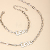 Word Love Alloy Pendant Necklaces & Link Bracelets Sets for Women FS-WG51D27-02-1