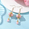 Lantern 304 Stainless Steel Synthetic Imperial Jasper Dangle Earrings EJEW-MZ00609-02-2
