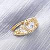 Brass Micro Pave Clear Cubic Zirconia Cuff Rings for Women RJEW-U047-37B-G-1