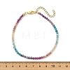 Natural Rhodonite & Amethyst & Apatite & Ruby & Sunstone Faceted Round Beaded Anklets for Women AJEW-AN00811-4