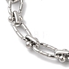 304 Stainless Steel Textured Oval Link Chain Bracelets for Women BJEW-B092-08P-03-2