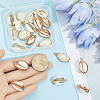 20Pcs 2 Colors Electroplated Natural Cowrie Shell Pendants SSHEL-BBC0001-05-3