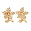 Brass Micro Pave Clear Cubic Zirconia Slide Charms KK-K422-10G-1