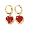 Valentine's Day Heart Brass & Glass Hoop Earrings EJEW-Z164-23G-01-4