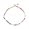 Rondelle Natural Agate & Pearl & Brass Beaded Necklaces for Women NJEW-T017-02G-1