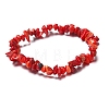 Synthetic Coral Chips Beaded Stretch Bracelet for Women PW-WG72437-06-1