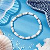 Natural Freshwater Shell Column Beaded Stretch Bracelets for Women BJEW-JB10934-2