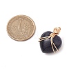 Synthetic Blue Goldstone Copper Wire Wrapped Pendants PALLOY-JF03309-04-2