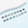 Brass Enamel Fish Stud Earrings EJEW-I322-07P-1