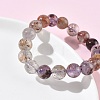 Natural Lodolite Quartz Round Beads Stretch Bracelets for Women BJEW-Z158-03K-02-3