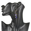 Handmade Lampwork Evil Eye and Natural Lava Rock Beads Dangle Earrings EJEW-JE07449-2