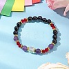 Natural Amethyst and Natural Black Onyx Stretch Bracelets BJEW-JB11113-2