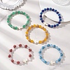 Natural Lava Rock & Malaysia Jade Round Beaded Stretch Bracelets BJEW-JB13452-1