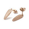 Ion Plating(IP) 304 Stainless Steel Feather Stud Earrings EJEW-C099-11RG-3