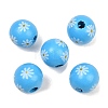 Printed Wood European Beads WOOD-G029-07B-1