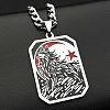 304 Stainless Steel Enamel Black Wolf Dog Tag Pendant Necklaces for Men WG9808E-01-1