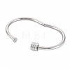 Stainless Steel Bangle with Crystal Rhinestone Column Screw Shackle for Women BJEW-N017-026P-4