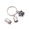 304 Stainless Steel Bullet with Paw Print Urn Ashes Keychains KEYC-JKC01445-5