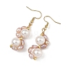 Shell Pearl 304 Stainless Steel Dangle Earrings EJEW-JE07370-02-4