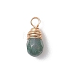 Copper Wire Wrapped Natural Indian Agate Faceted Teardrop Charms PALLOY-JF04948-2