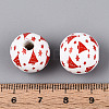 Christmas Spray Painted Schima Wood Beads WOOD-T032-35H-4