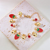 Alloy Enamel & Plastic Pearl & Heart CCB Plastic & Glass Charm Bracelets for Women FS-WG6C398-01-2