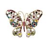 Butterfly Alloy Rhinestone Brooches PW-WG40679-03-1