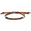 4MM Round Natural Tiger Eye Beaded Faux Suede Cord Slider Bracelets for Women WG432D6-03-1