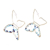 Butterfly Glass Beads Dangle Earrings for Girl Women EJEW-JE04657-5