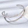 304 Stainless Steel Cuff Bangles for Women BJEW-D408-29P-5