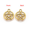 Tibetan Style Alloy Flat Round with Star Charms X-TIBEP-5248-AG-LF-2
