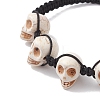 Synthetic Magnesite Skull Braided Bead Bracelets BJEW-JB10523-3