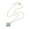 Natural Green Aventurine Clover Shamrock Pendant Necklaces NJEW-JN05170-02-5