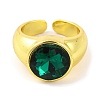 Brass Glass Round Wide Open Cuff Ring for Women RJEW-U003-19D-G-2
