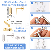 40Pcs 2 Colors 201 Stainless Steel Oval Stud Earring Findings STAS-SC0005-34-2