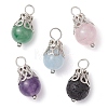 Natural Green Aventurine/Amethyst/Rose Quartz/Lava Rock/Quartz Round Pendants PALLOY-JF03183-02-1