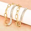 304 Stainless Steel Pave Clear Cubic Zirconia Tennis Chain Paperclip Chain Necklaces with OT Clasps NJEW-D326-02G-1
