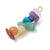 6Pcs Mixed Gemstone Chip Beaded Pendants Set PALLOY-JF02769-02-4