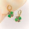 Four Leaf Clover Hoop Earrings Alloy Huggie Hoop Earrings Green Shamrock Hoop Earrings Rhinestone Hoop Earrings St Patrick's Day Ear Jewelry Gift for Women JE1083A-3